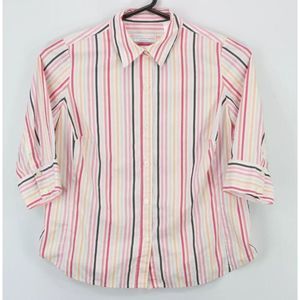 First Issue By Liz Claiborne Women’s Button Up LS Shirt sz 2 Multicolor Striped